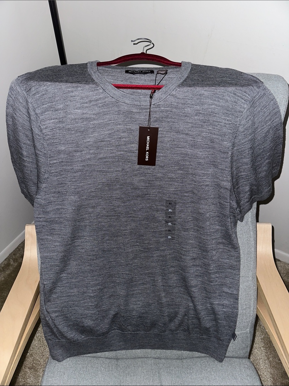 Michael Kors Men’s Gray Crewneck Merino Wool T Shirt
